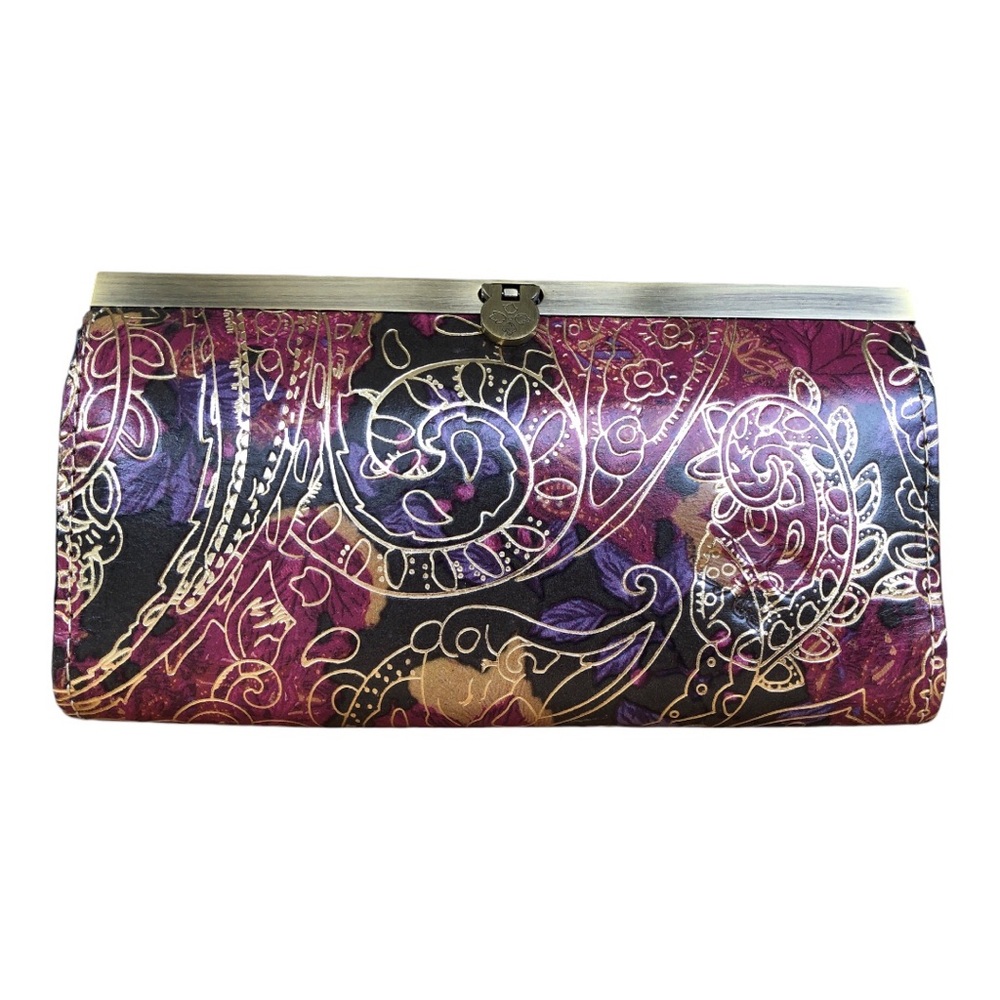 NWOT Patricia NASH Floral Metallic Italian Leather Wallet